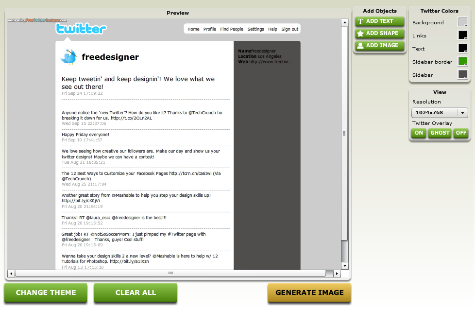 Imagem do Free Twitter Designer